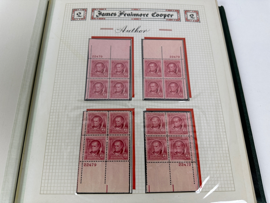 Just Added - Vintage 1940 Rare Collection Of US Mint 10 Cent Postage Stamps Of Famous Americans Series: 30 Sets Each With Four Blocks Of Four 10-Cent Stamps: 480 Total Mint Stamps - See Photos - Estimate $1,900 [Photo 10]
