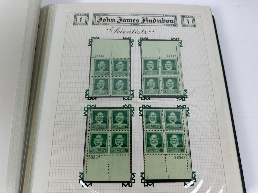 Just Added - Vintage 1940 Rare Collection Of US Mint 10 Cent Postage Stamps Of Famous Americans Series: 30 Sets Each With Four Blocks Of Four 10-Cent Stamps: 480 Total Mint Stamps - See Photos - Estimate $1,900 [Photo 3]