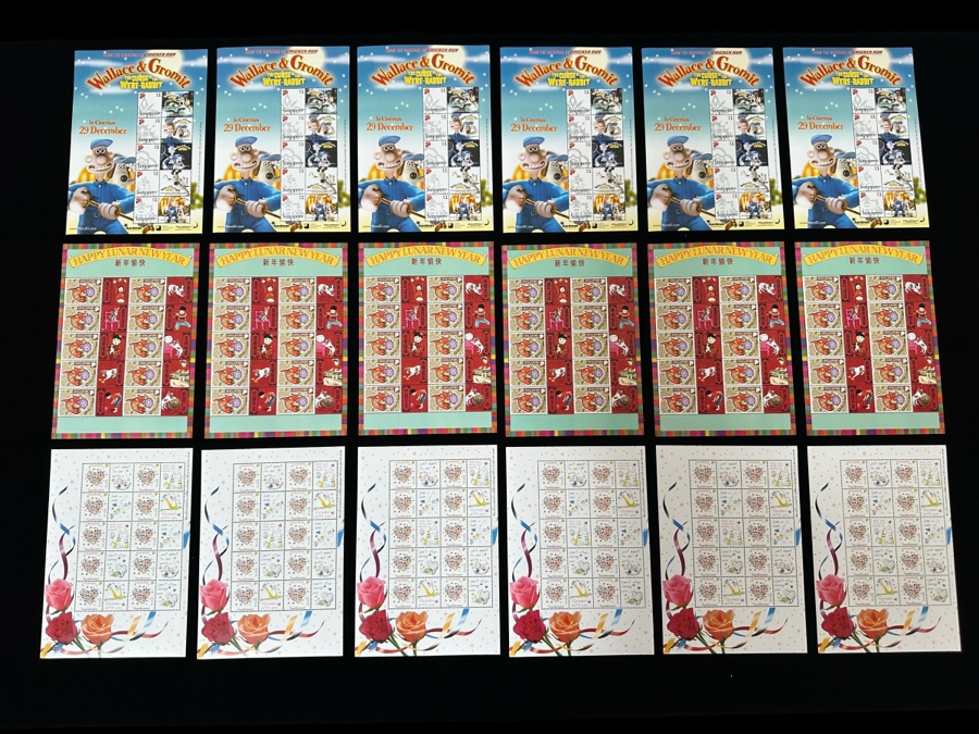 Just Added - Singapore Mint Postage Stamp Sheets 18 Sheets: Wallace & Gromit, Happy Lunar New Year & Thinking Of You [Photo 1]