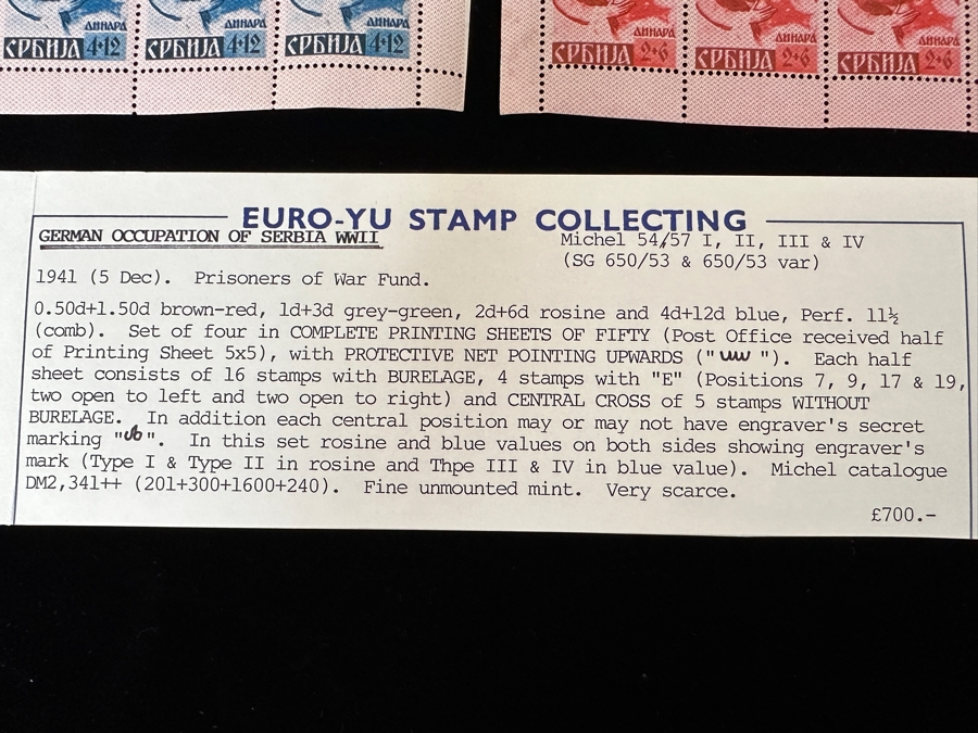 Very Scarce Mint Stamps 1941 German Occupation Of Serbia WWII Prisoners Of War Fund Stamps - See Photos For Description - Retailed For 700 English Pounds [Photo 4]