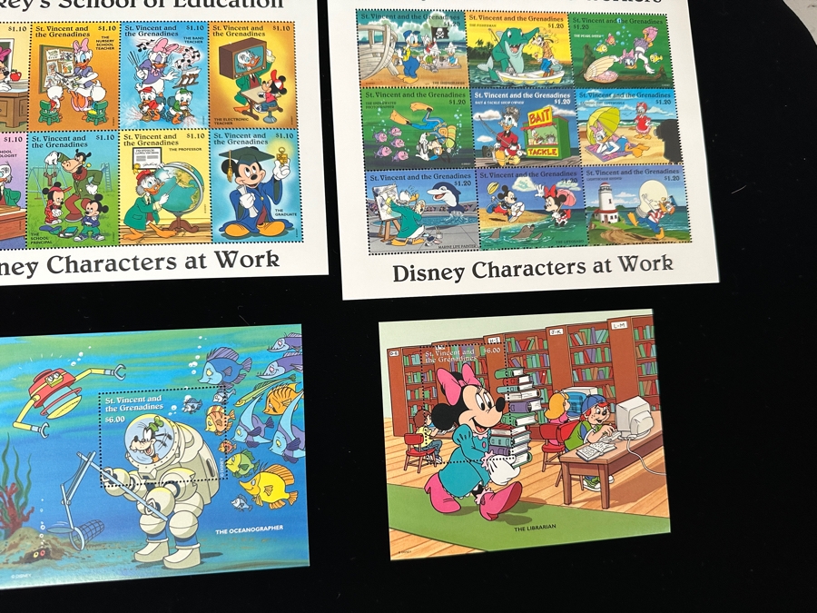 Mint Walt Disney Postage Stamps Disney Characters At Work From St. Vincent, Grenada Grenadines & Guyana [Photo 5]