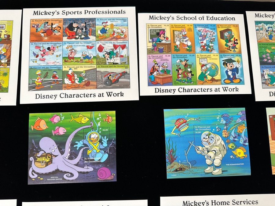 Mint Walt Disney Postage Stamps Disney Characters At Work From St. Vincent, Grenada Grenadines & Guyana [Photo 4]