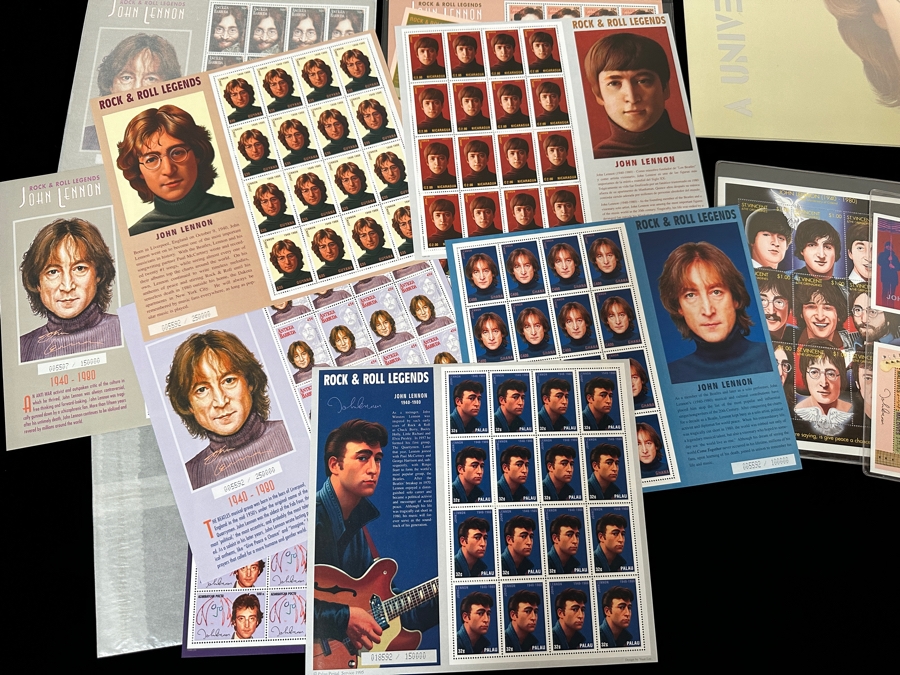 Just Added - Pair Of Rare Legends Of Rock & Roll A Universal Tribute To John Lennon The Beatles Commemorative Stamp Collection With Cert - See Photos [Photo 17]