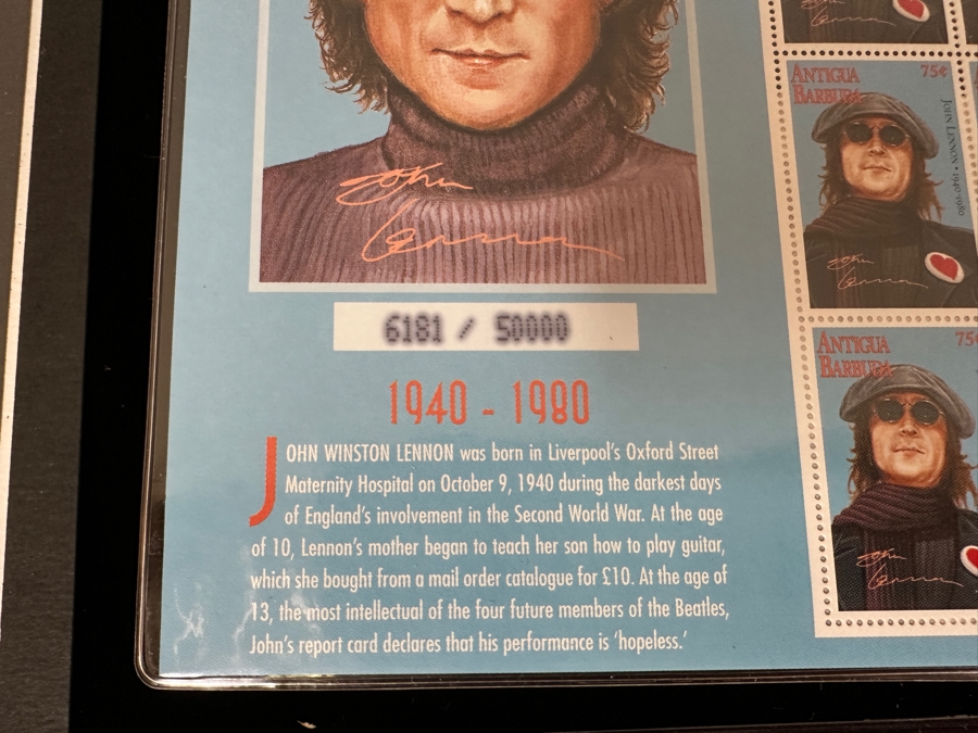 Just Added - Pair Of Rare Legends Of Rock & Roll A Universal Tribute To John Lennon The Beatles Commemorative Stamp Collection With Cert - See Photos [Photo 5]