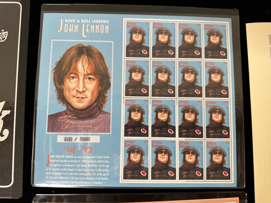 Just Added - Pair Of Rare Legends Of Rock & Roll A Universal Tribute To John Lennon The Beatles Commemorative Stamp Collection With Cert - See Photos [Photo 4]
