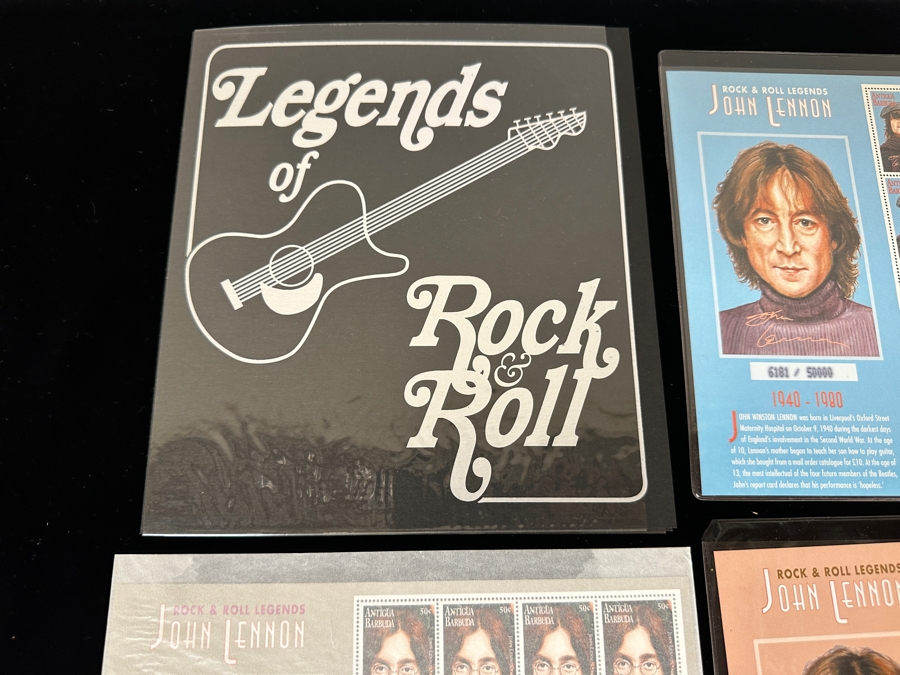 Just Added - Pair Of Rare Legends Of Rock & Roll A Universal Tribute To John Lennon The Beatles Commemorative Stamp Collection With Cert - See Photos [Photo 9]