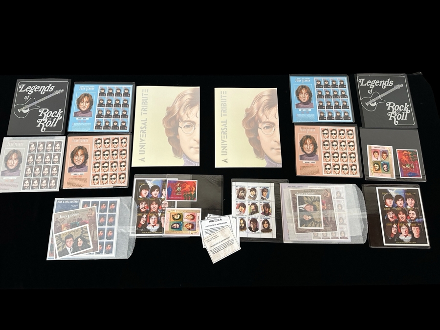 Just Added - Pair Of Rare Legends Of Rock & Roll A Universal Tribute To John Lennon The Beatles Commemorative Stamp Collection With Cert - See Photos [Photo 1]