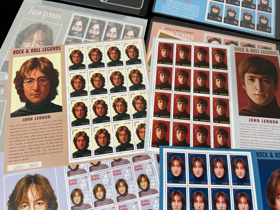 Just Added - Pair Of Rare Legends Of Rock & Roll A Universal Tribute To John Lennon The Beatles Commemorative Stamp Collection With Cert - See Photos [Photo 21]