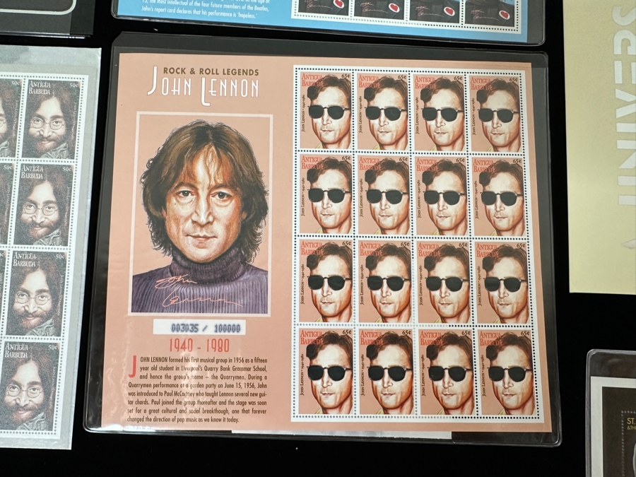 Just Added - Pair Of Rare Legends Of Rock & Roll A Universal Tribute To John Lennon The Beatles Commemorative Stamp Collection With Cert - See Photos [Photo 6]