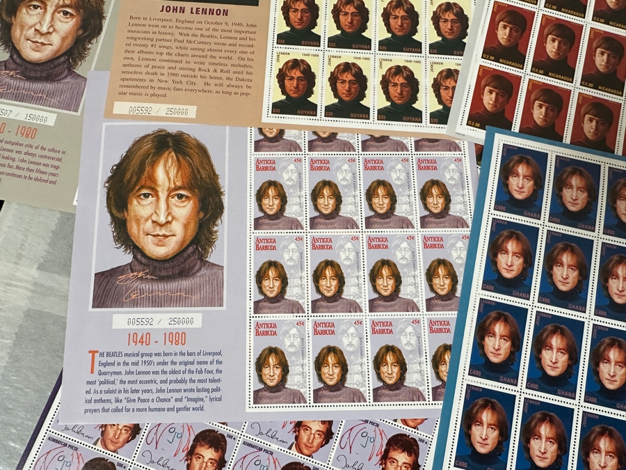 Just Added - Pair Of Rare Legends Of Rock & Roll A Universal Tribute To John Lennon The Beatles Commemorative Stamp Collection With Cert - See Photos [Photo 20]