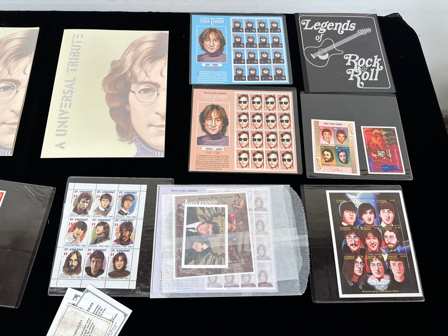 Just Added - Pair Of Rare Legends Of Rock & Roll A Universal Tribute To John Lennon The Beatles Commemorative Stamp Collection With Cert - See Photos [Photo 22]