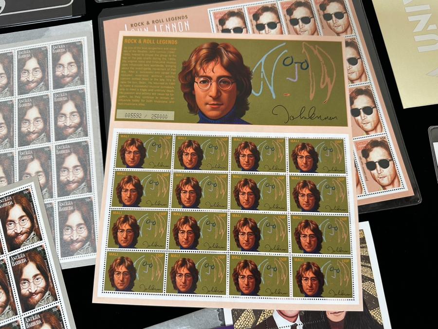 Just Added - Pair Of Rare Legends Of Rock & Roll A Universal Tribute To John Lennon The Beatles Commemorative Stamp Collection With Cert - See Photos [Photo 15]