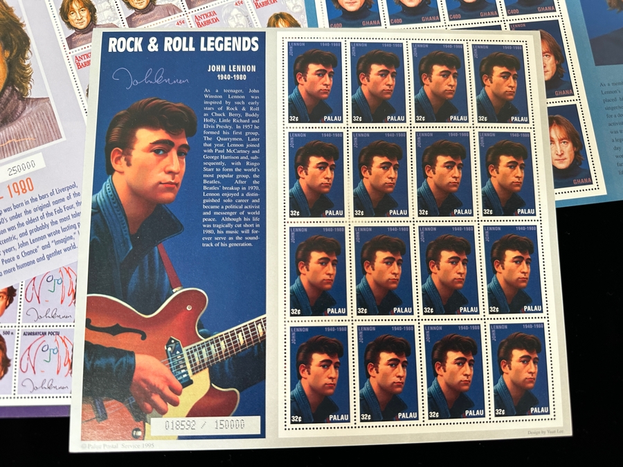 Just Added - Pair Of Rare Legends Of Rock & Roll A Universal Tribute To John Lennon The Beatles Commemorative Stamp Collection With Cert - See Photos [Photo 18]