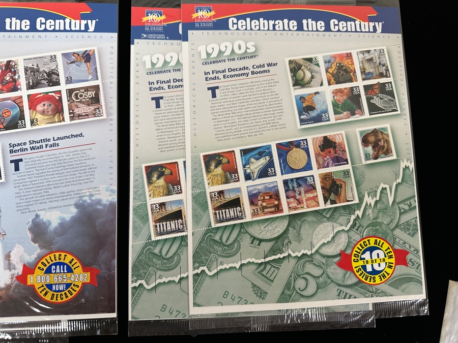Just Added - US Mint Postage Stamps Celebrate The Century 1900-1990 (2 Sets Each) Total Of 20 Sets Over $100 Postage Stamp Value [Photo 11]