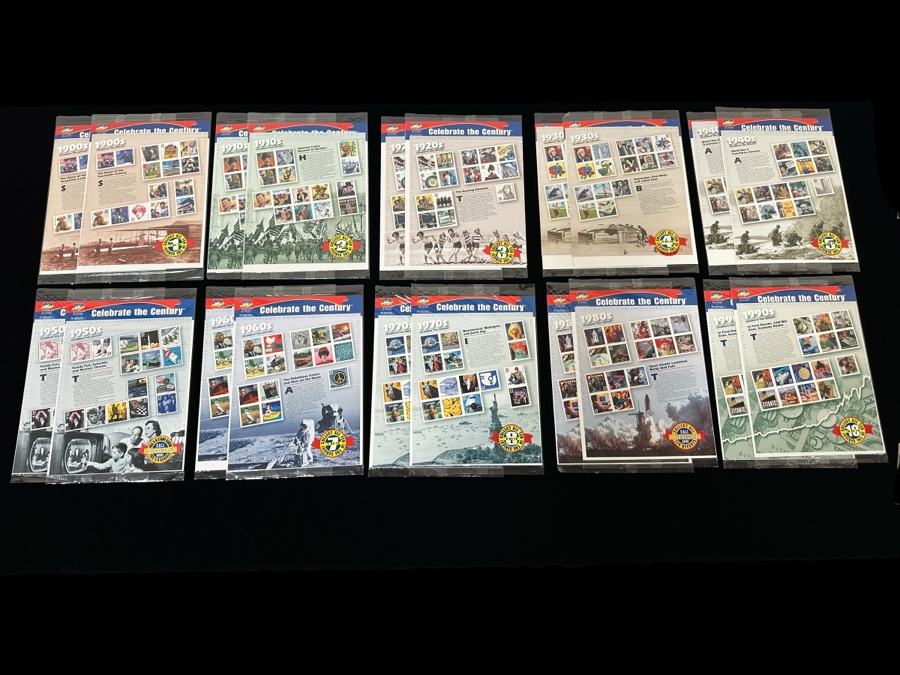 Just Added - US Mint Postage Stamps Celebrate The Century 1900-1990 (2 Sets Each) Total Of 20 Sets Over $100 Postage Stamp Value [Photo 1]