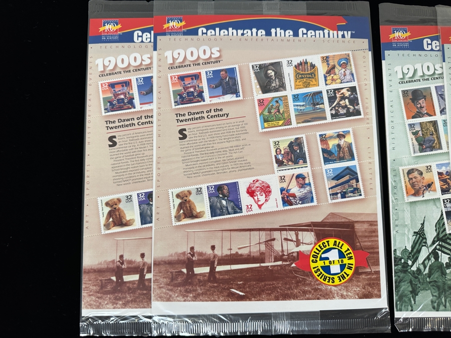 Just Added - US Mint Postage Stamps Celebrate The Century 1900-1990 (2 Sets Each) Total Of 20 Sets Over $100 Postage Stamp Value [Photo 2]