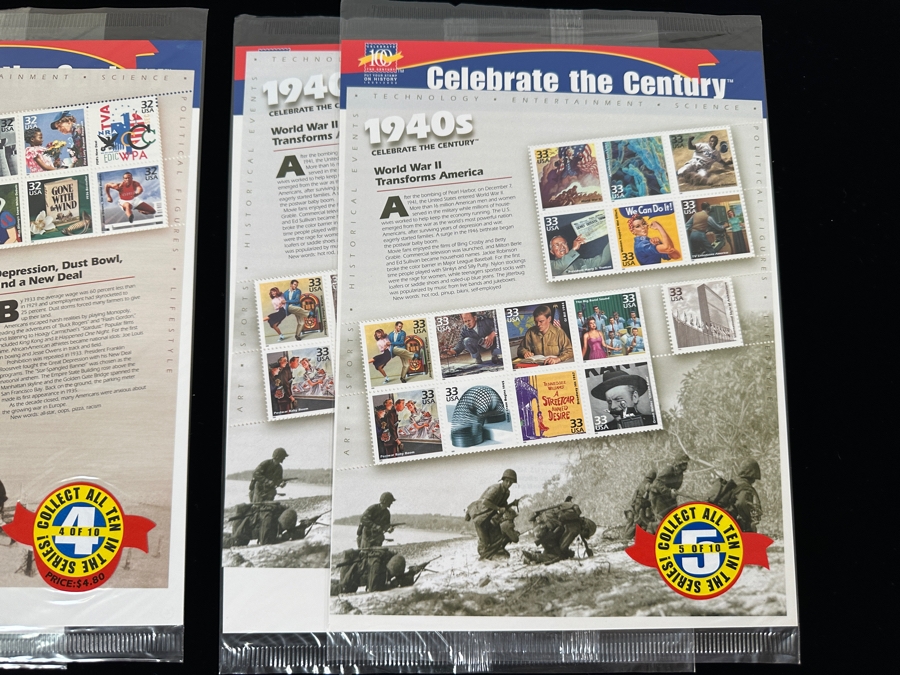 Just Added - US Mint Postage Stamps Celebrate The Century 1900-1990 (2 Sets Each) Total Of 20 Sets Over $100 Postage Stamp Value [Photo 6]
