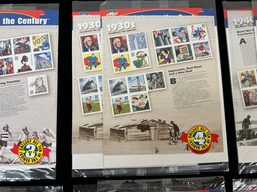 Just Added - US Mint Postage Stamps Celebrate The Century 1900-1990 (2 Sets Each) Total Of 20 Sets Over $100 Postage Stamp Value [Photo 5]