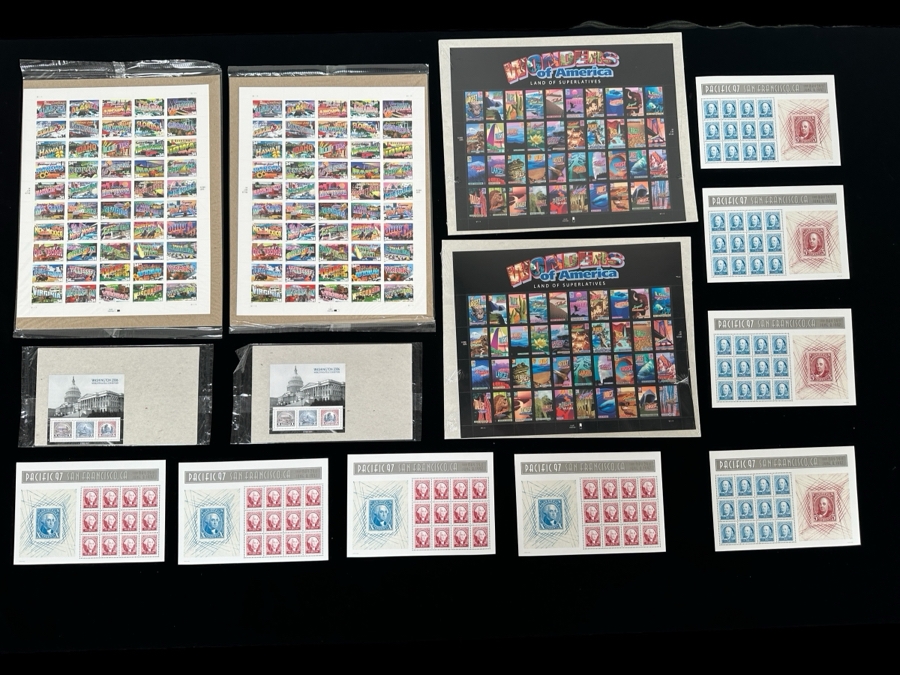 Just Added - US Mint Postage Stamps: States Stamps, Wonders Of America, Pacific 1997 San Francisco, CA Franklin & Washington Souvenir Sheets & Washington 2006 World Philatelic Exhibition $134 Postage Value [Photo 1]