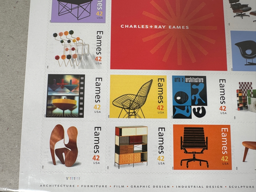 United States Mint Postage Stamp Sheets: (2) Charles & Ray Eames Stamp Sheets And (2) Isamu Noguchi Stamp Sheets [Photo 3]