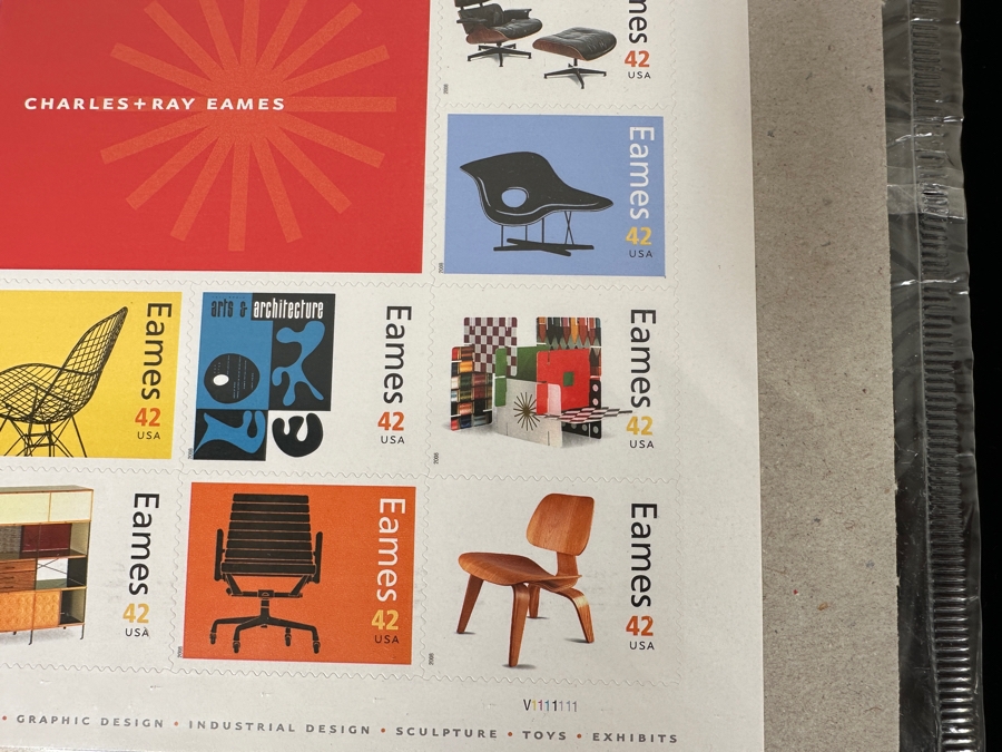 United States Mint Postage Stamp Sheets: (2) Charles & Ray Eames Stamp Sheets And (2) Isamu Noguchi Stamp Sheets [Photo 4]