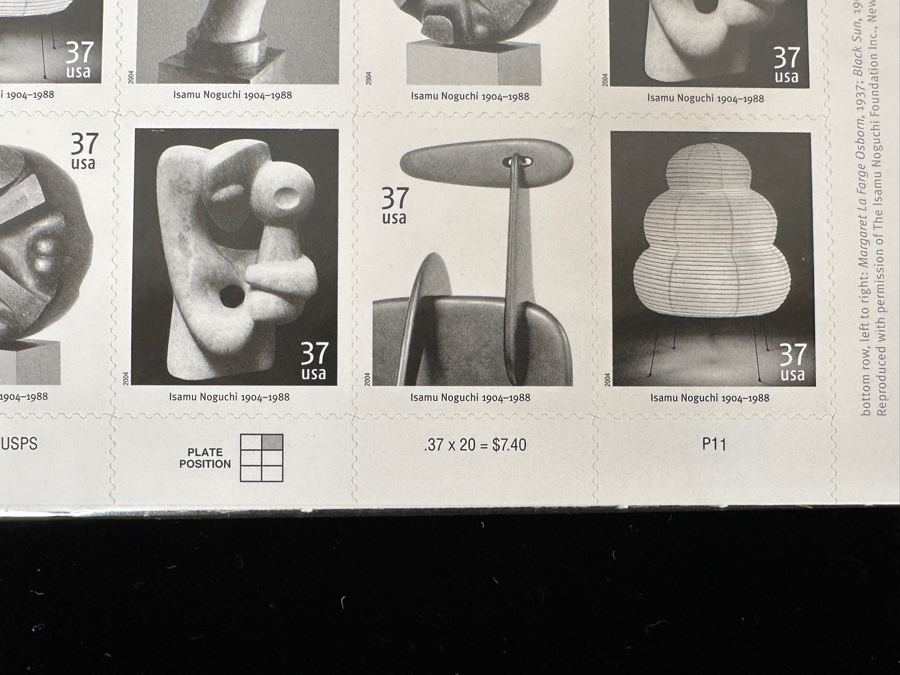 United States Mint Postage Stamp Sheets: (2) Charles & Ray Eames Stamp Sheets And (2) Isamu Noguchi Stamp Sheets [Photo 11]