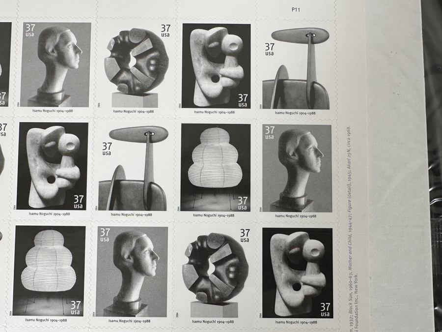United States Mint Postage Stamp Sheets: (2) Charles & Ray Eames Stamp Sheets And (2) Isamu Noguchi Stamp Sheets [Photo 9]