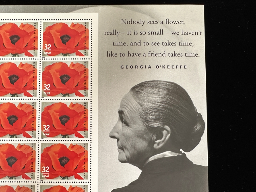 United States Mint Postage Stamp Sheets: (2) Georgia O'Keefe Stamp Sheets And (2) Frida Kahlo Stamp Sheets [Photo 4]