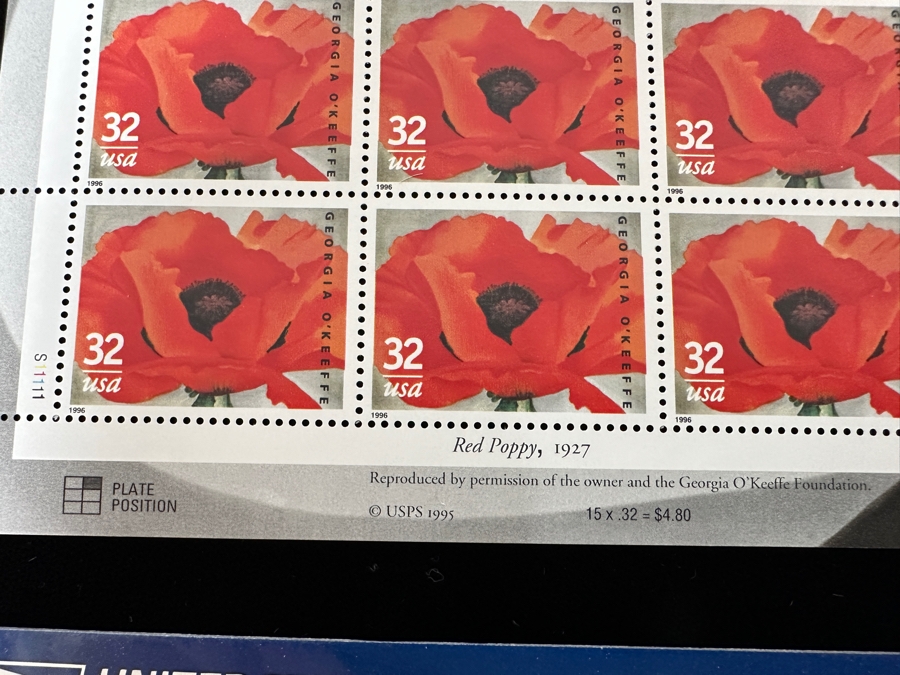 United States Mint Postage Stamp Sheets: (2) Georgia O'Keefe Stamp Sheets And (2) Frida Kahlo Stamp Sheets [Photo 3]