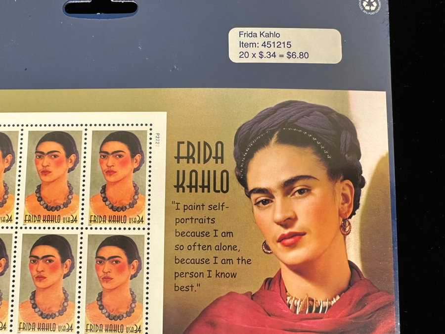 United States Mint Postage Stamp Sheets: (2) Georgia O'Keefe Stamp Sheets And (2) Frida Kahlo Stamp Sheets [Photo 6]