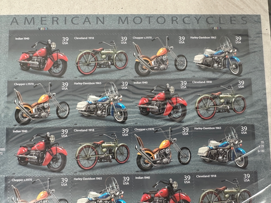 US Mint Postage Stamps American Motorcycles, Sporty Cars & Antique Cars $46.40 Postage Value [Photo 3]