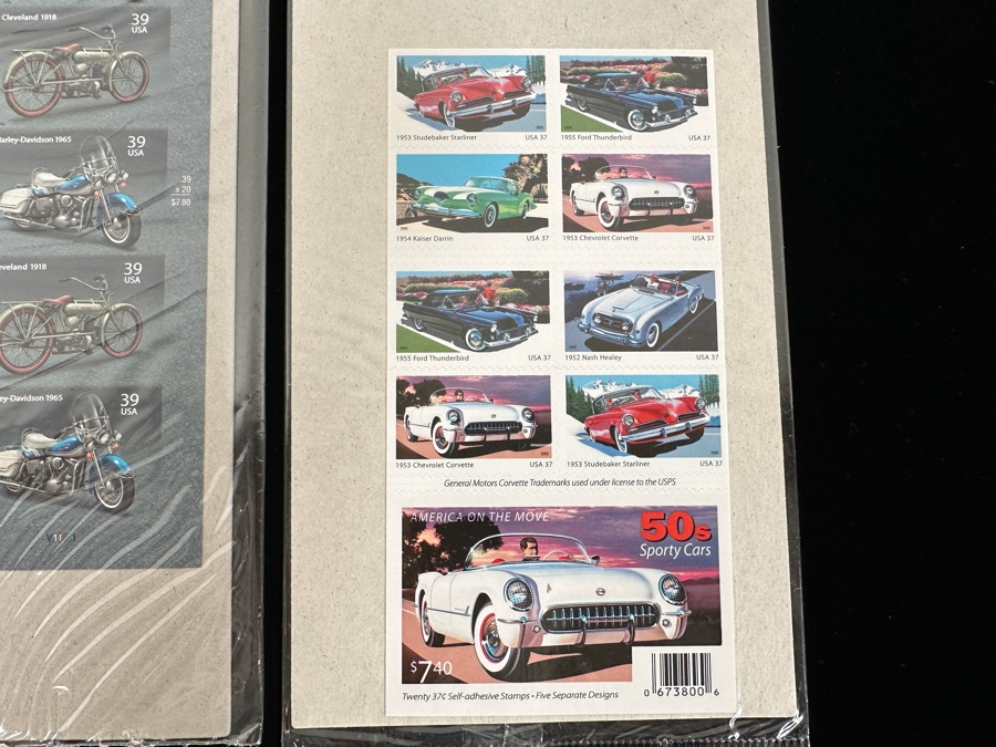 US Mint Postage Stamps American Motorcycles, Sporty Cars & Antique Cars $46.40 Postage Value [Photo 6]