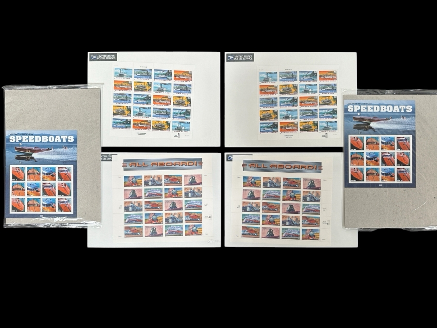 US Mint Postage Stamps Speed Boats, Trains & Ships $35.84 Postage Value [Photo 1]