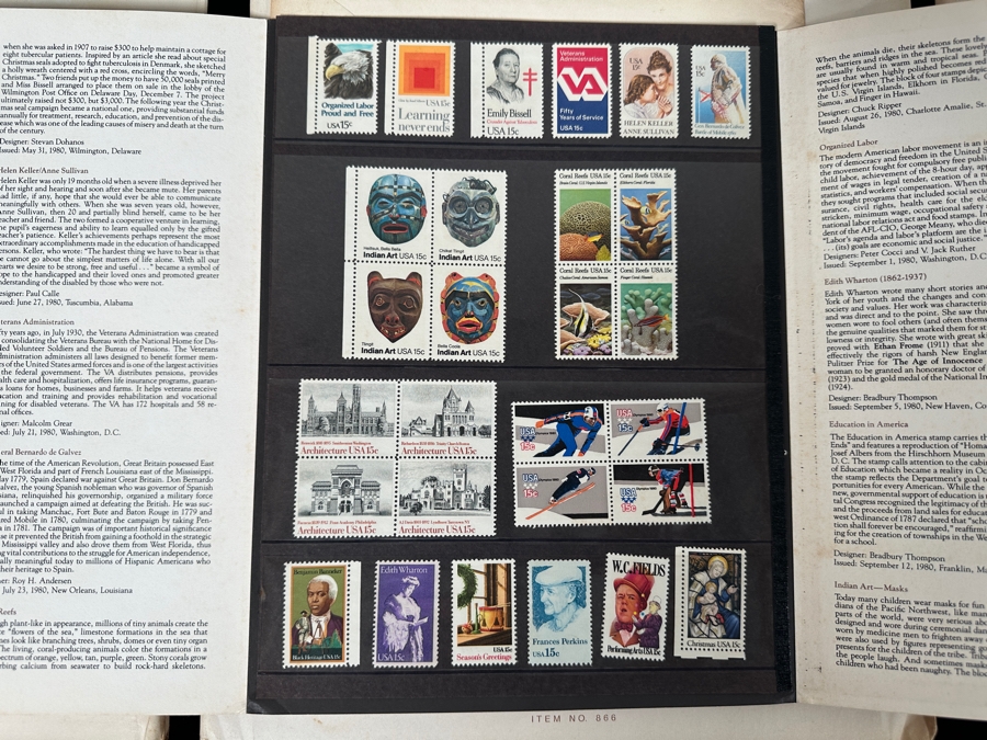 United Stamps Commemorative Stamps Sets: 2 X 1980, 2 X 1981, 2 X 1982, 2 X 1983, 2 X 1984, 2 X 1986, 2 X 1980 Winter Olympics Souvenir Folder Item No. 941 - Total Of 14 Sets [Photo 10]