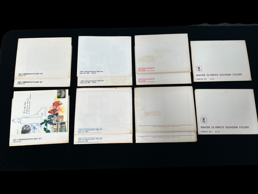 United Stamps Commemorative Stamps Sets: 2 X 1980, 2 X 1981, 2 X 1982, 2 X 1983, 2 X 1984, 2 X 1986, 2 X 1980 Winter Olympics Souvenir Folder Item No. 941 - Total Of 14 Sets [Photo 1]