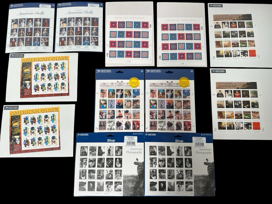 Mint US Postage Stamps American Dolls, American Glass, American Photography, American Art & American Treasures $74.30 Postage Value [Photo 1]