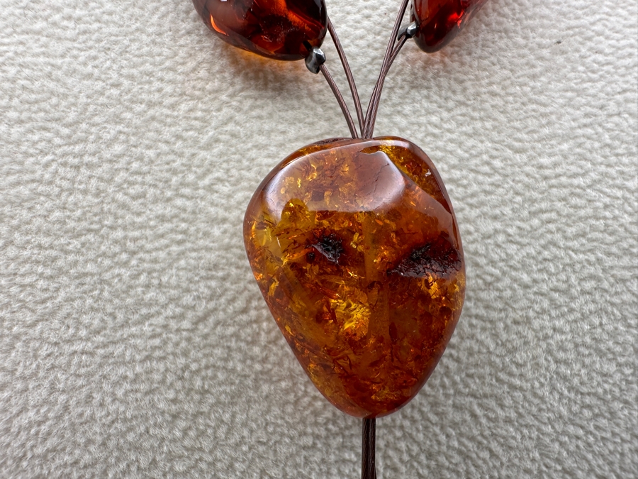Stunning Amber Beads Sterling Silver 14' Necklace [Photo 4]
