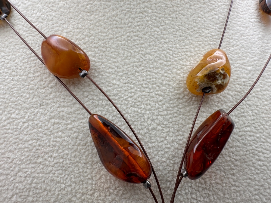 Stunning Amber Beads Sterling Silver 14' Necklace [Photo 5]