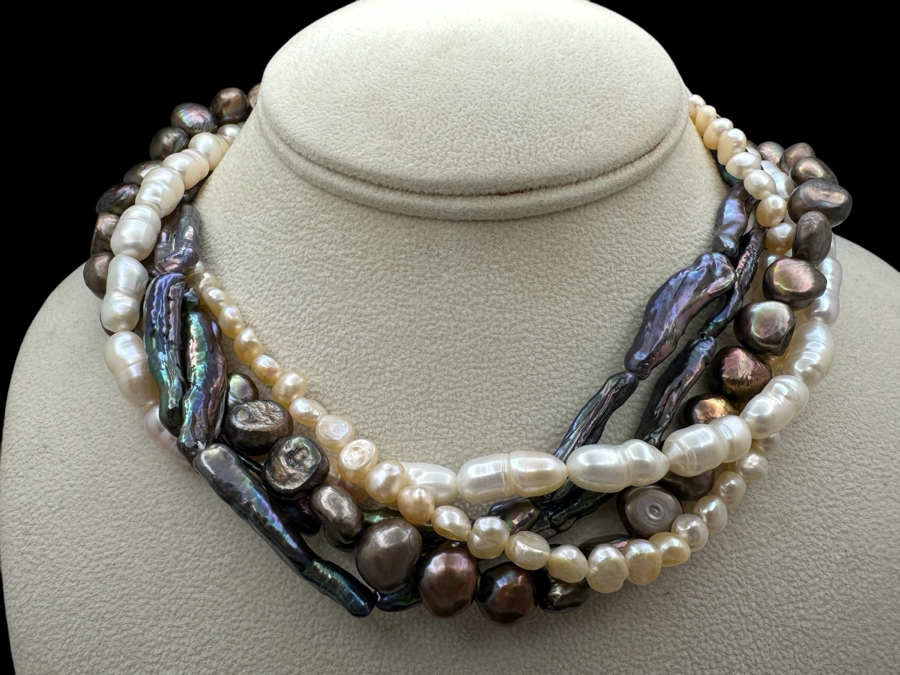 Multi-Strand 16' Pearl Necklace