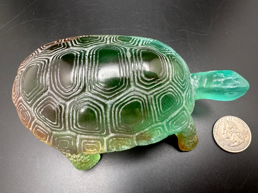 Vintage Signed Daum France Crystal Turtle Figurine 456g [Photo 6]