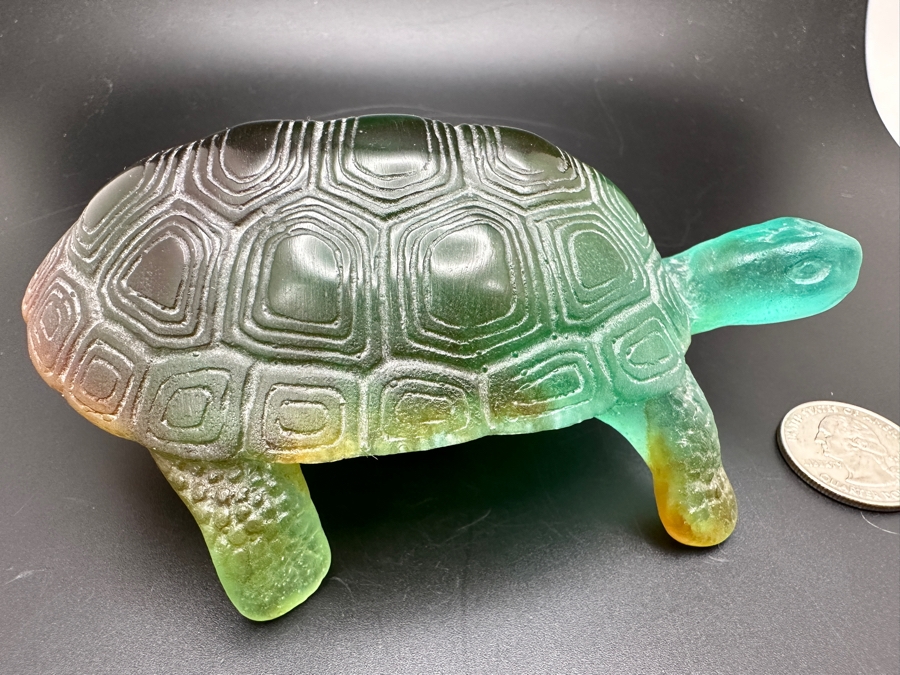 Vintage Signed Daum France Crystal Turtle Figurine 456g [Photo 3]