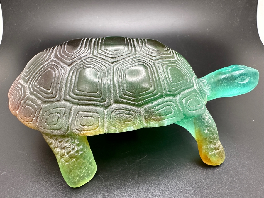 Vintage Signed Daum France Crystal Turtle Figurine 456g [Photo 4]