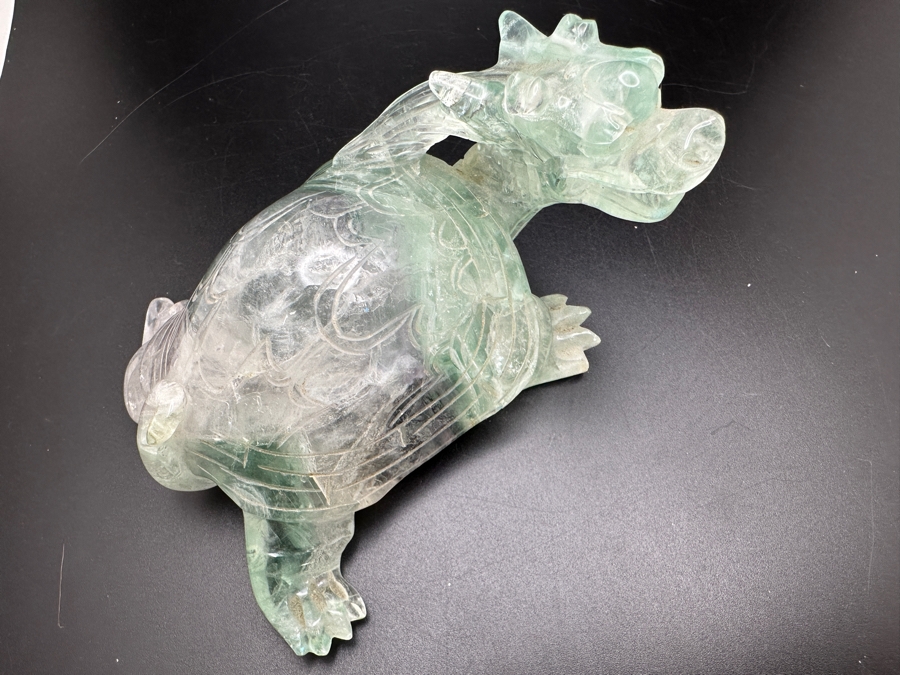 Chinese Hand Carved Fluorite Dragon Turtle Figurine 481g [Photo 8]