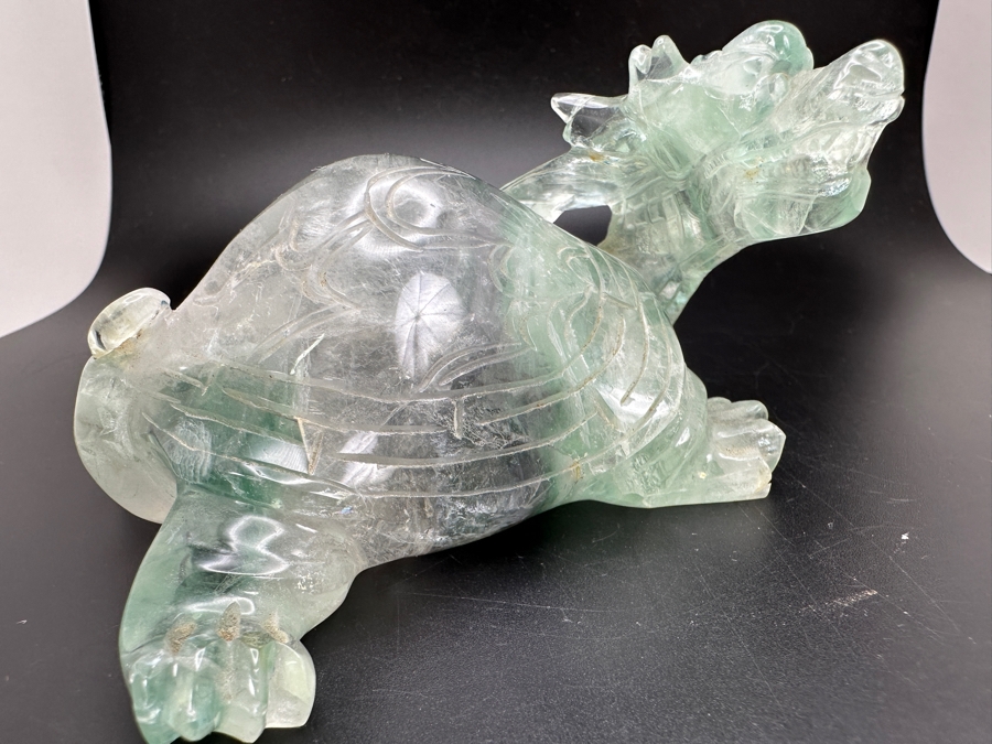 Chinese Hand Carved Fluorite Dragon Turtle Figurine 481g [Photo 15]
