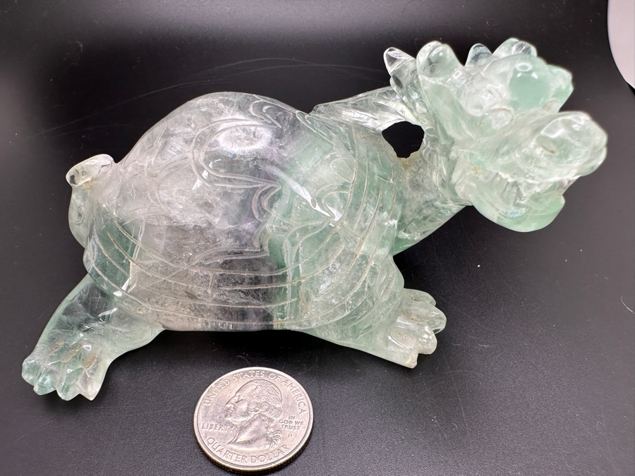 Chinese Hand Carved Fluorite Dragon Turtle Figurine 481g [Photo 4]