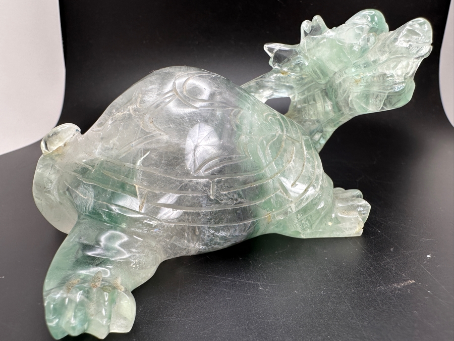 Chinese Hand Carved Fluorite Dragon Turtle Figurine 481g [Photo 14]