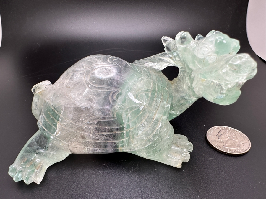 Chinese Hand Carved Fluorite Dragon Turtle Figurine 481g [Photo 5]