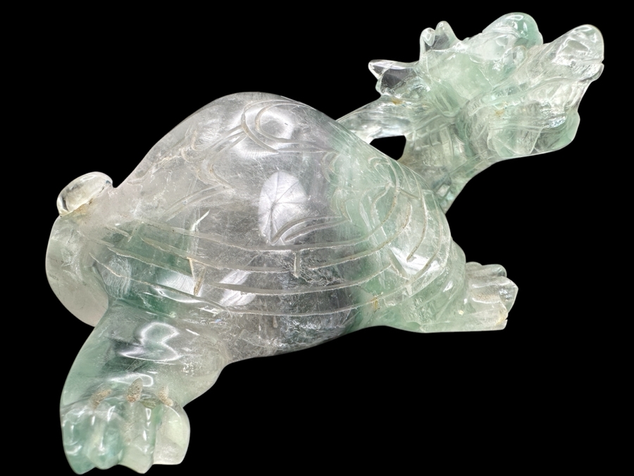 Chinese Hand Carved Fluorite Dragon Turtle Figurine 481g [Photo 2]