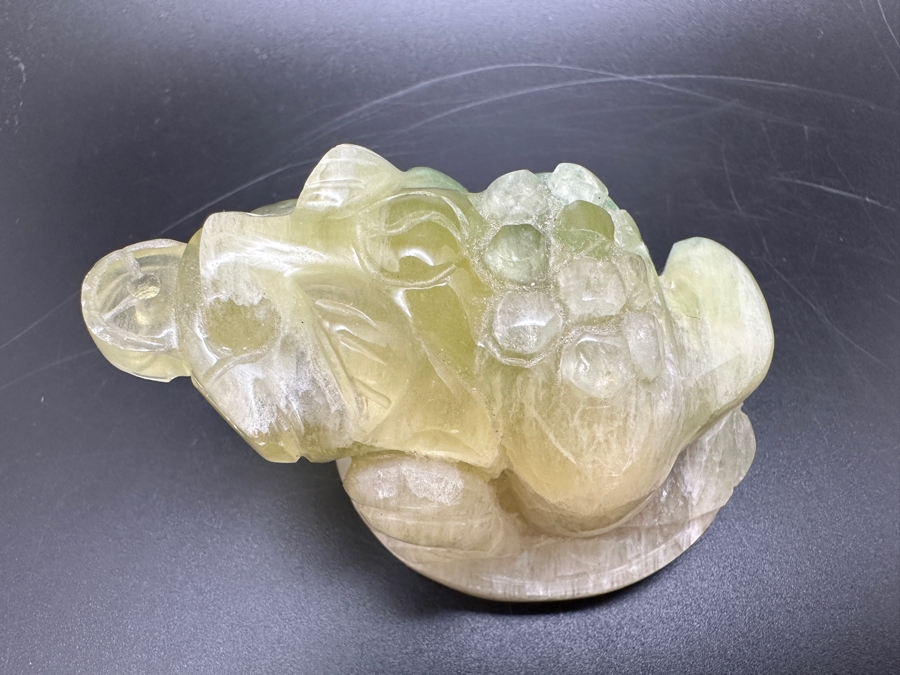 (3) Carved Chinese Feng Shui Golden Toad Wealth Figurines Of Various Stones 364g [Photo 13]