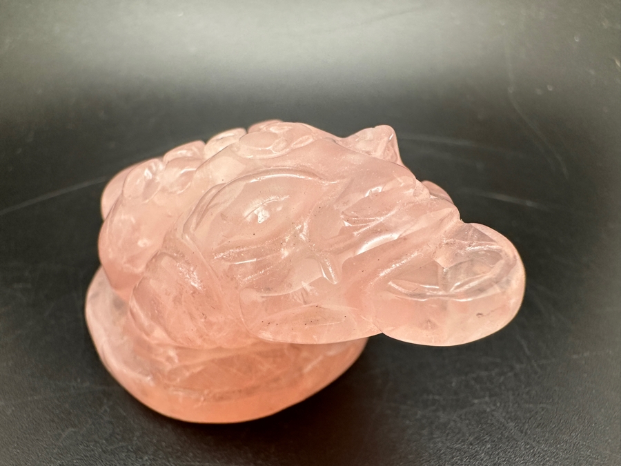 (3) Carved Chinese Feng Shui Golden Toad Wealth Figurines Of Various Stones 364g [Photo 16]